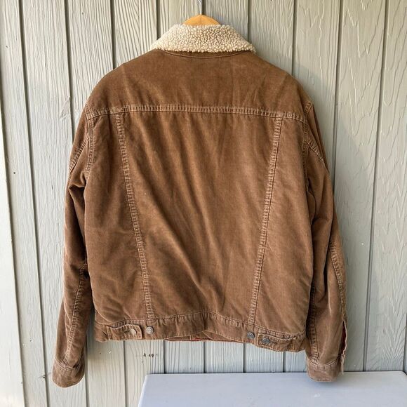 VTG 2004 GAP Corduroy Sherpa Trucker Jacket Camel Tan Lined Coat SZ L - Picture 2 of 9